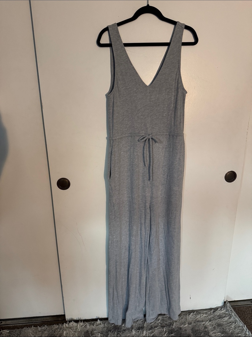 Spiritual Gangster V-Neck Wide Leg Jumpsuit with Drawstring Waist